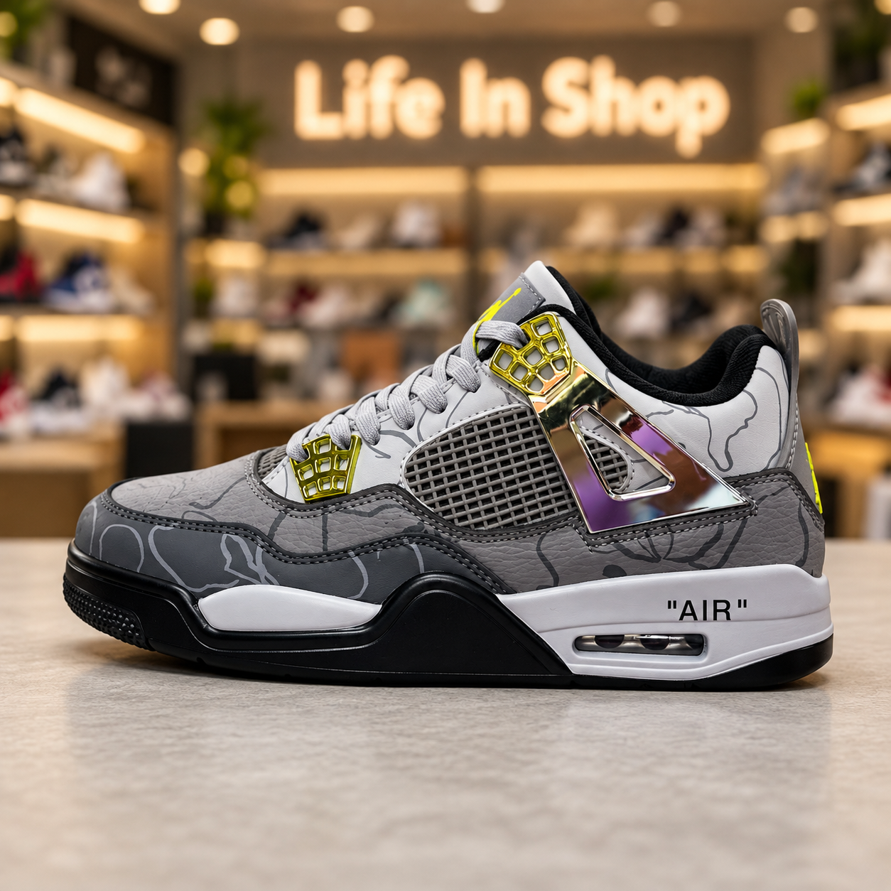 Air Jordan 4 Sneakers – Grey - Image 3