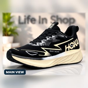 HOKA Style Premium Running Sneakers – Black & Cream